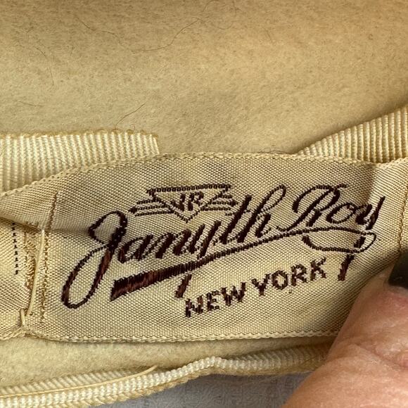 VTG 60's Janyth Roy Glenover Ivory Faum Tra Felt Pillbox Hat With Satin Bow - Picture 6 of 16